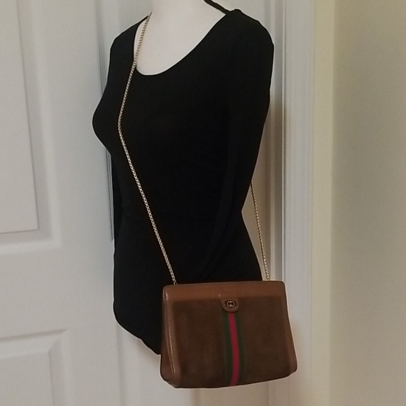 Gucci Leather Suede Clutch Crossbody Purse - Picture 14 of 16